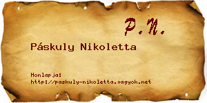 Páskuly Nikoletta névjegykártya